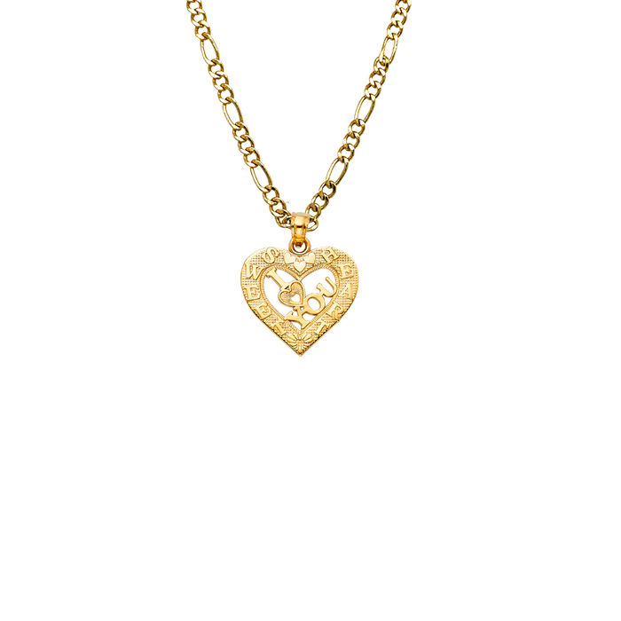 14k Sweetheart Gold Heart Pendant with Solid Chain - LE-1822