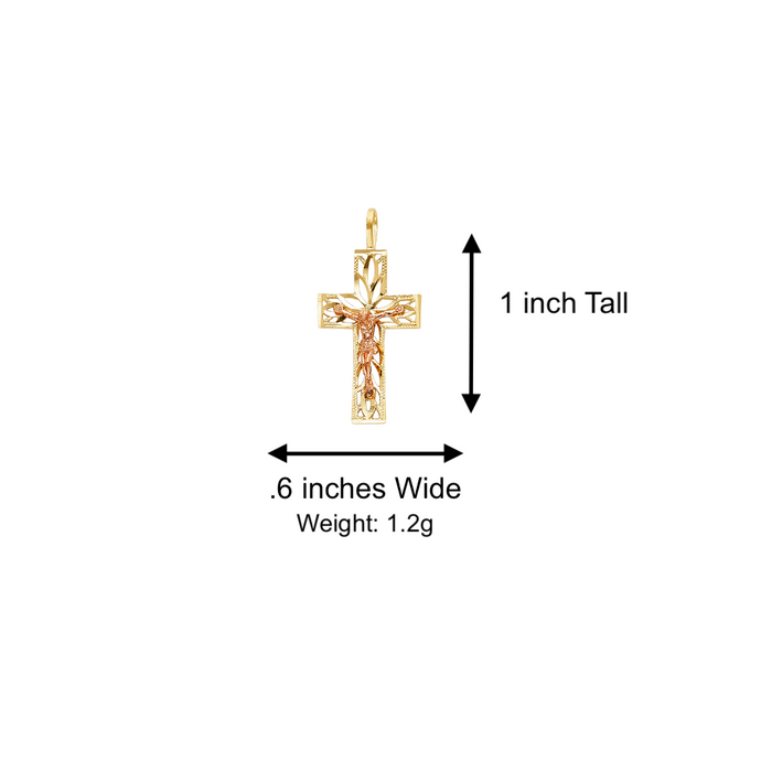 14k Gold Jesus Cross Pendant with Solid Chain - LE-0980