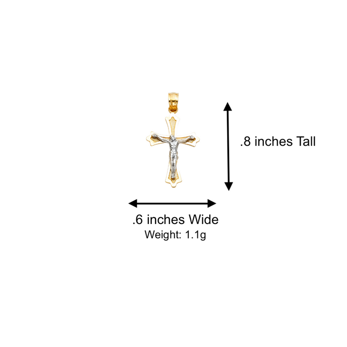 14k Gold Two Tone Jesus Cross Pendant with Solid Chain - LE-0051