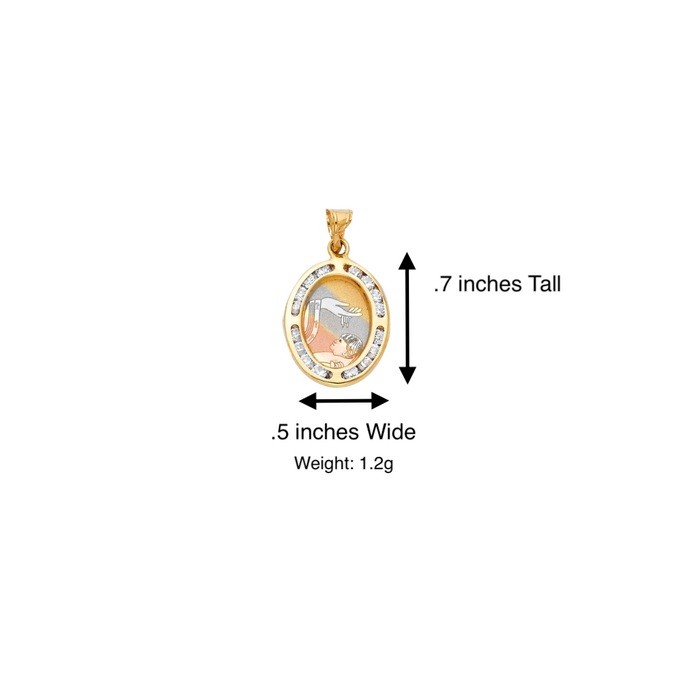 14k Baptism Gold Pendant with Solid Chain - LE-190