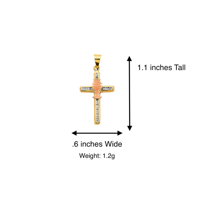 14k First Communion Gold Cross Pendant and Solid Chain - LE-2641