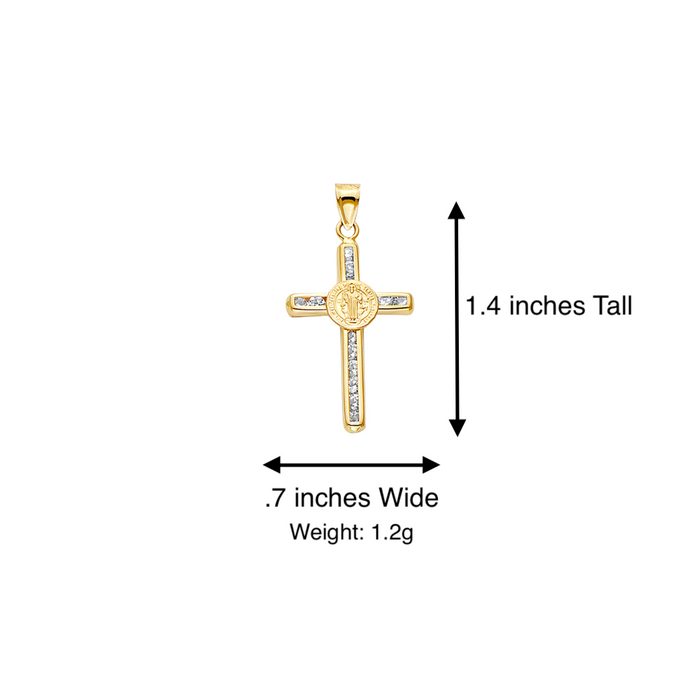 14k San Benito Gold Gemstone Cross Pendant with Solid Chain - LE-2514