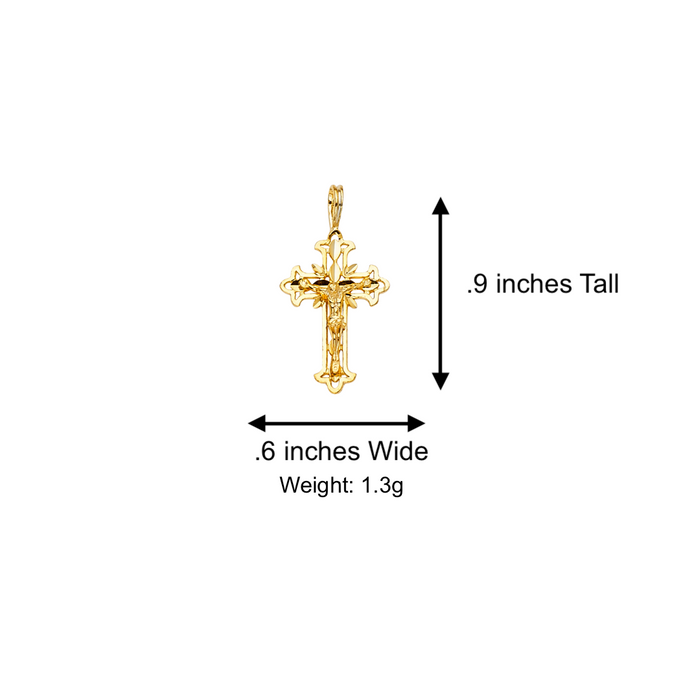 14k Gold Jesus Cross Pendant with Solid Chain - LE-1006