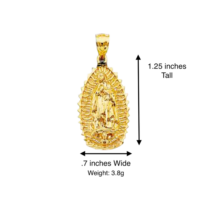 14k Virgin Mary Pendant and Solid Figaro Chain - LE-PT-1077