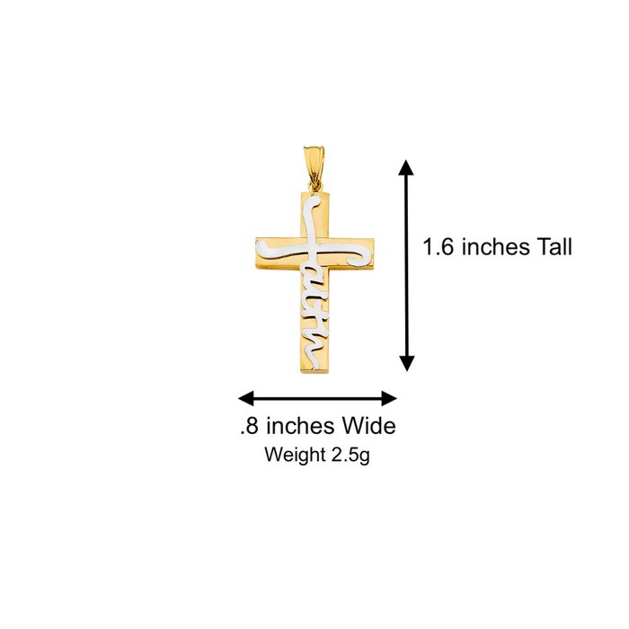 14k Gold Faith Cross Pendant with Solid Chain - LE-2962