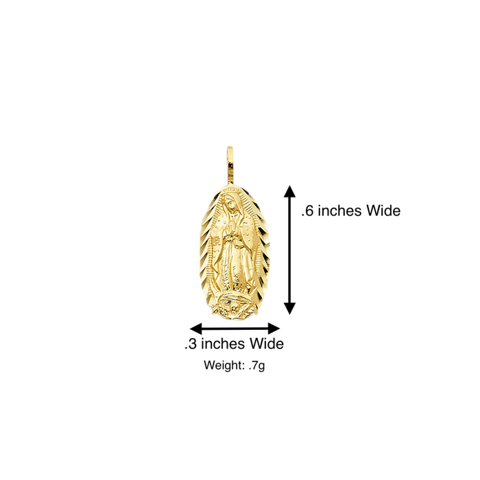 14k Dainty Virgin Mary Diamond Cut Pendant with Solid Chain - LE-PT1079