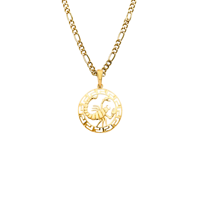 14k Scorpio Zodiac Sign Gold Pendant with Solid Chain - LE-3036