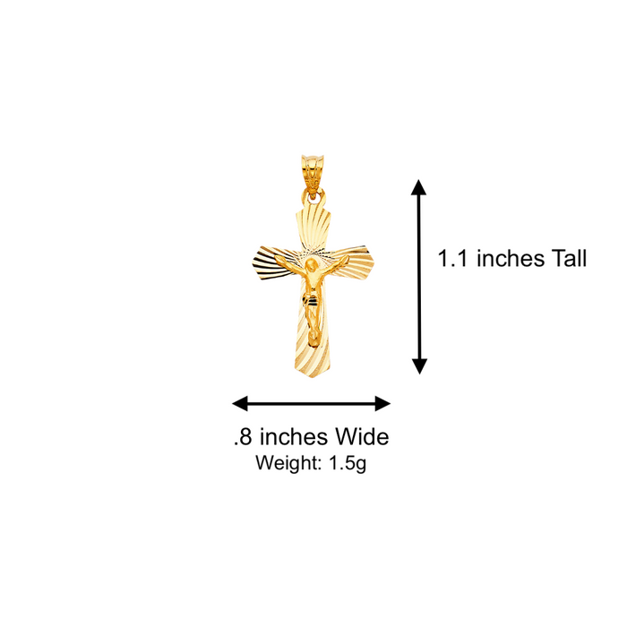 14k Gold Jesus Cross Pendant with Solid Chain - LE-1425