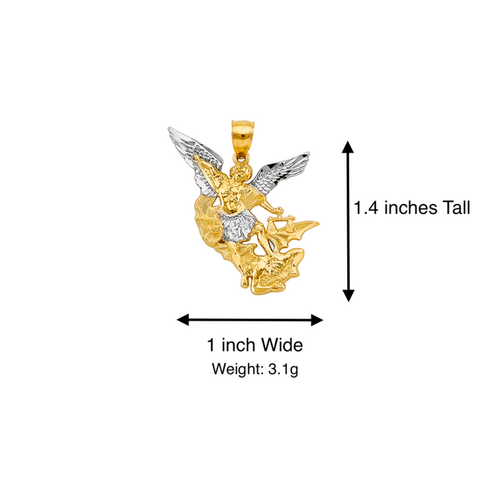 14k Saint Michael Archangel Gold Pendant with Solid Chain - LE-2777