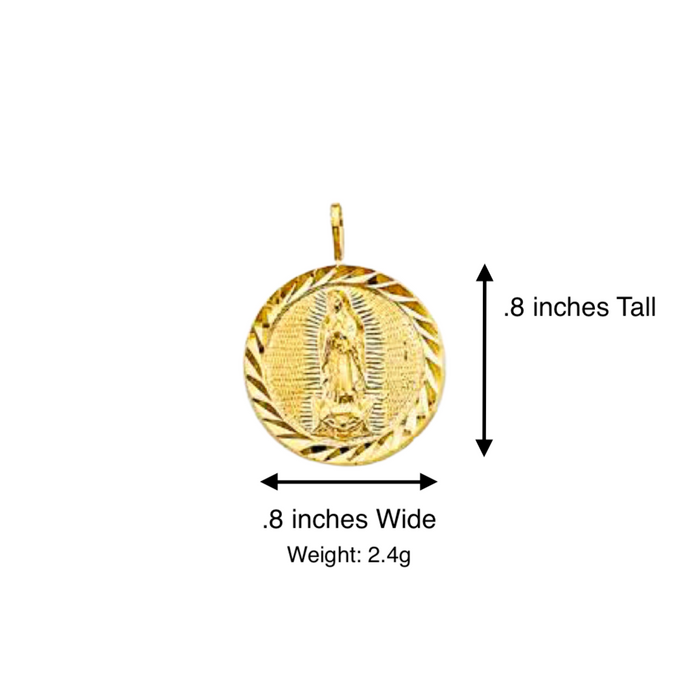 14k Virgin Mary Round Diamond Cut Pendant with Solid Chain - LE-PT2812