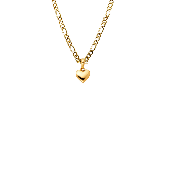 14k Gold Small Simple Heart Pendant with Solid Chain - LE-1796