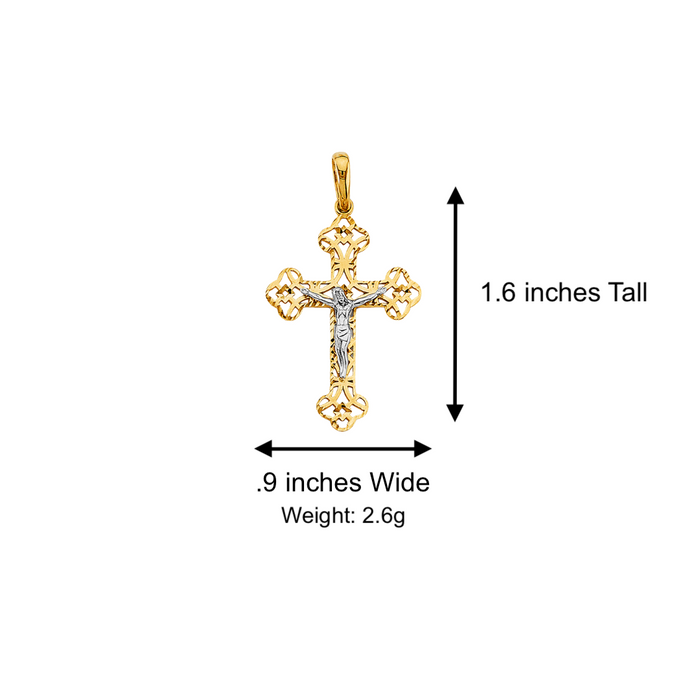 14k Gold Jesus Cross Pendant with Solid Chain - LE-2924