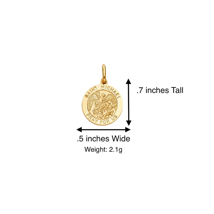 14k Saint Michael Gold Pendant with Solid Chain - LE-282