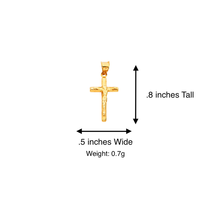 14k Gold Jesus Cross Pendant with Solid Chain - LE-0841