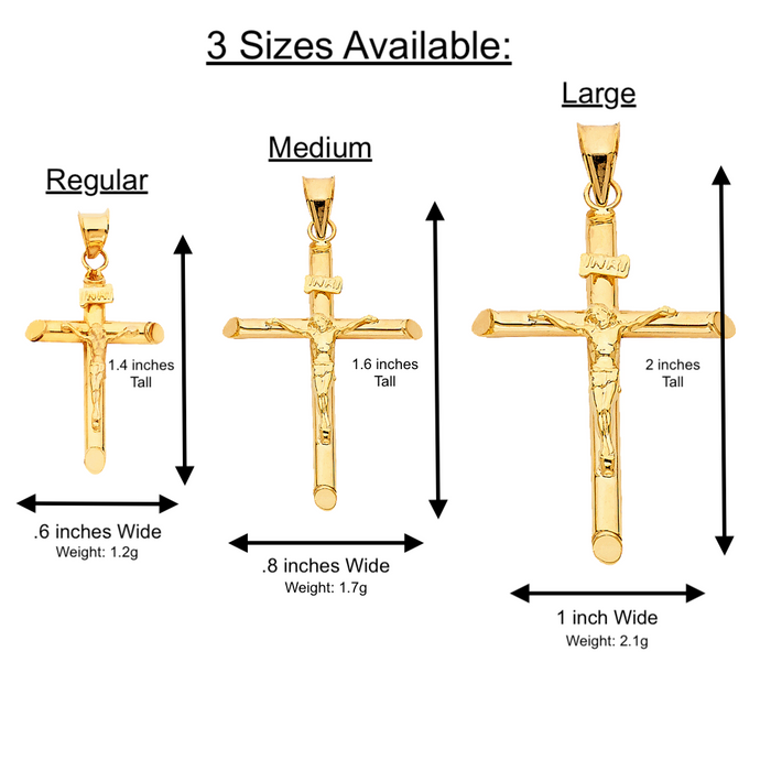 14k Gold Jesus Cross Pendant with Solid Chain - LE-0840