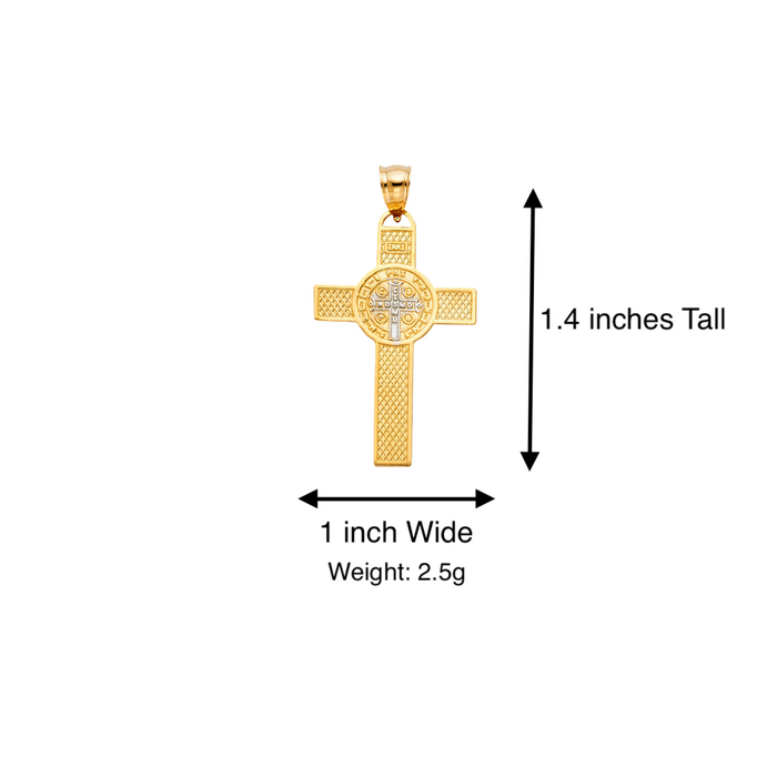 14k San Benito Gold Cross Pendant with Solid Chain - LE-1147