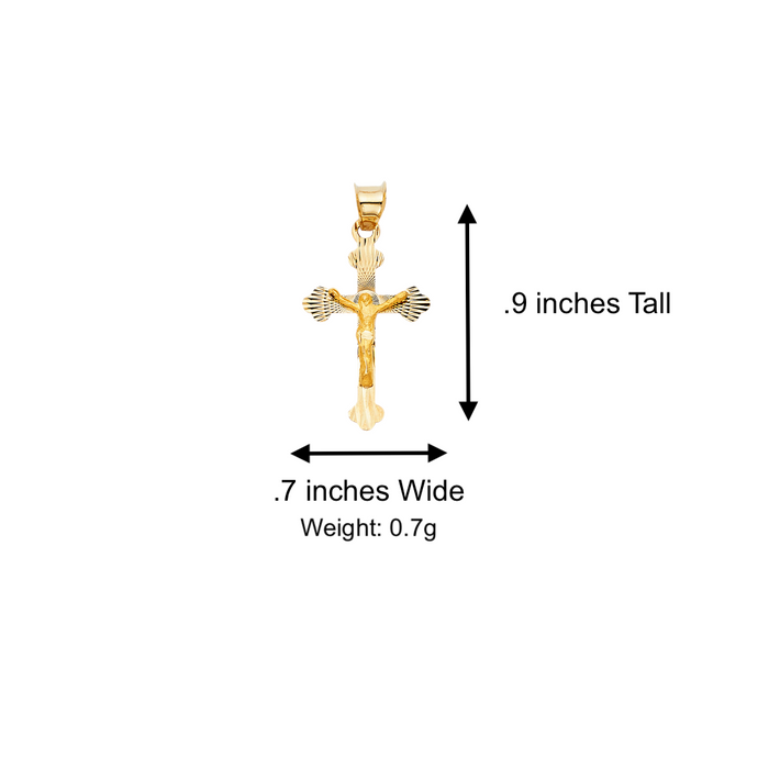 14k Gold Jesus Cross Pendant with Solid Chain - LE-1426