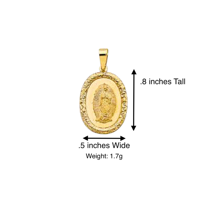 14k Virgin Mary Oval Gold Pendant with Solid Chain - LE-3066