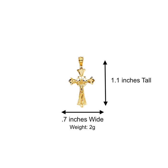 14k Gold Jesus Cross Pendant with Solid Chain - LE-1004