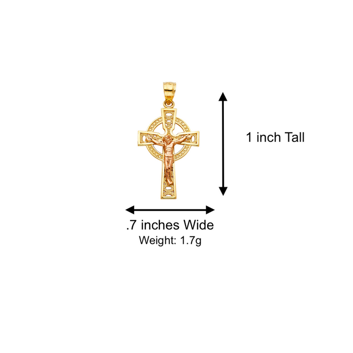 14k Gold Jesus Cross Pendant with Solid Chain - LE-0978