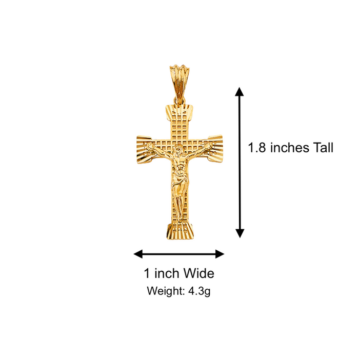 14k Gold Layered Jesus Cross with Solid Figaro Chain - LE-2921