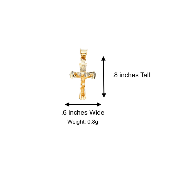 14k Gold Jesus Cross Pendant with Solid Chain - LE-1428