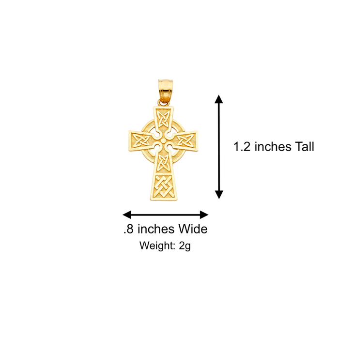 14k Gold Celtic Cross Pendant with Solid Chain - LE-0122