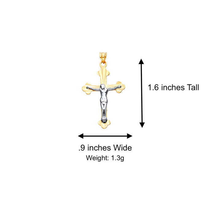 14k Two Tone Gold Jesus Cross Pendant with Solid Chain - LE-2529