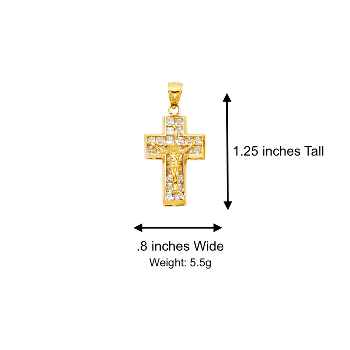 14k Gold Jesus Gemstone Cross with Solid Figaro Chain - LE-1052