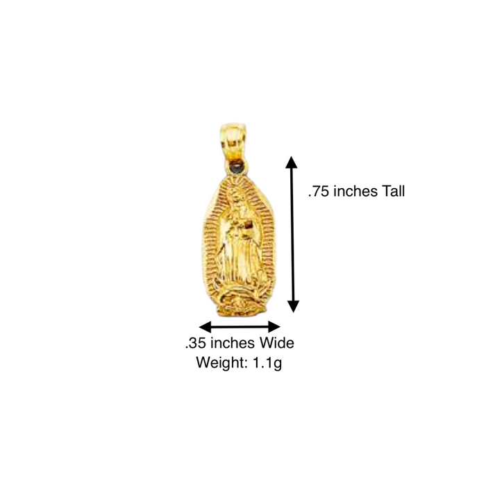 14k Virgin Mary Pendant with Solid Chain - LE-PT1078