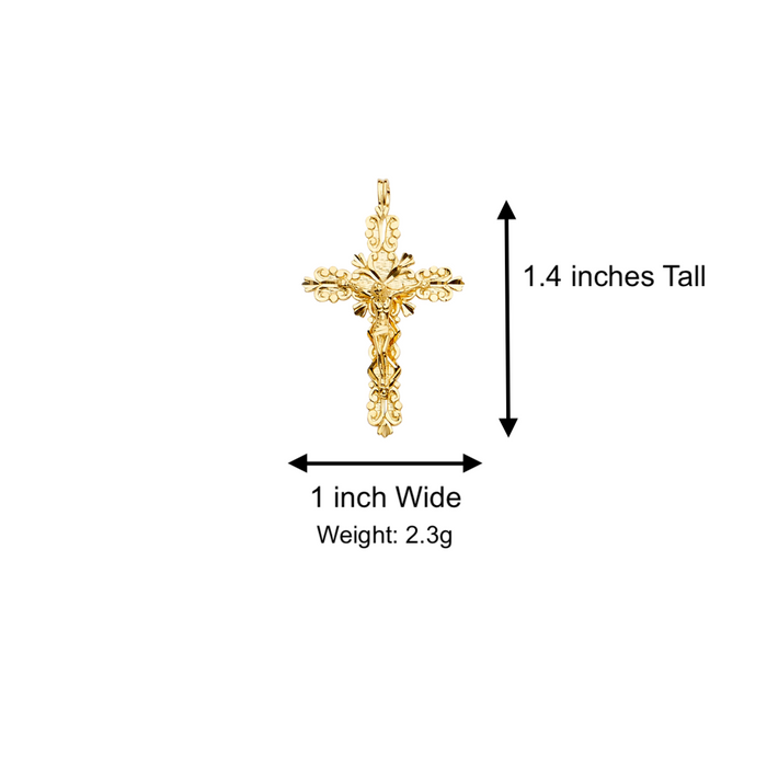 14k Gold Jesus Cross Pendant with Solid Chain - LE-2186