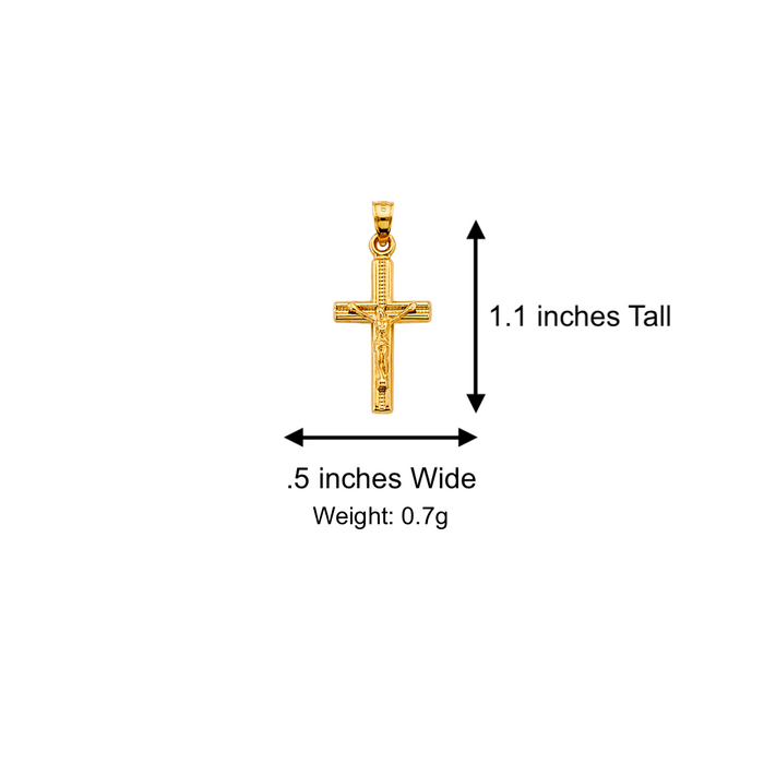 14k Gold Jesus Cross Pendant with Solid Chain - LE-2719