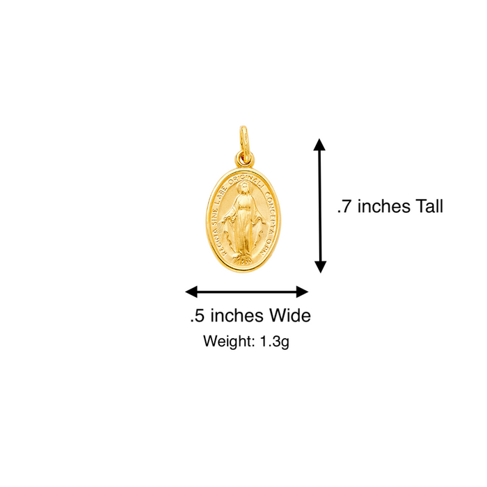 14k Virgin La Milagrosa Gold Pendant with Solid Chain - LE-2074