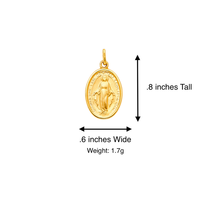 14k Virgin La Milagrosa Gold Pendant with Solid Chain - LE-2072