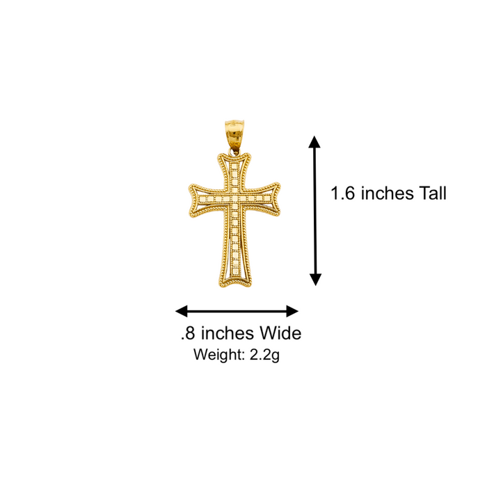 14k Gold Cross Pendant with Solid Chain - LE-2961