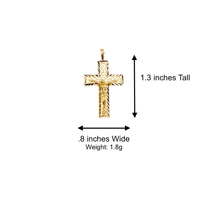 14k Yellow Gold Jesus Cross Pendant with Solid Chain - LE-2187