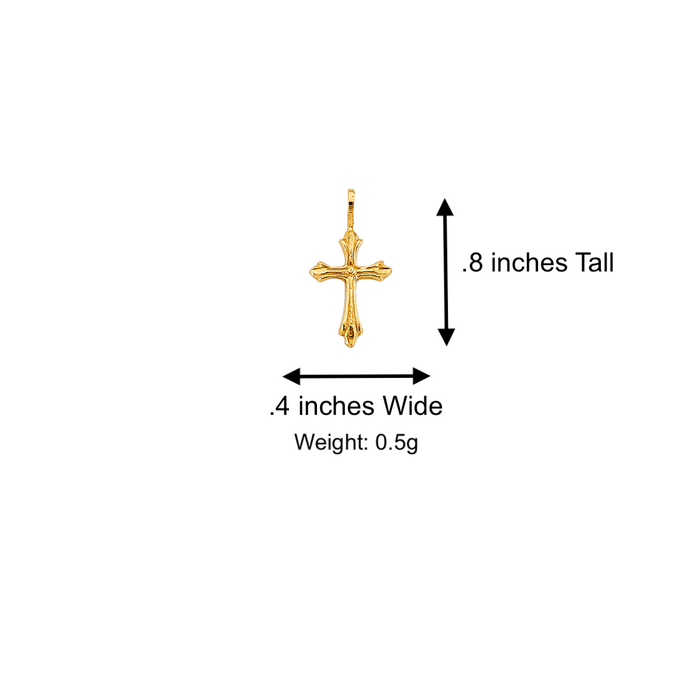 14k Gold Small Cross Pendant with Solid Chain - LE-2732