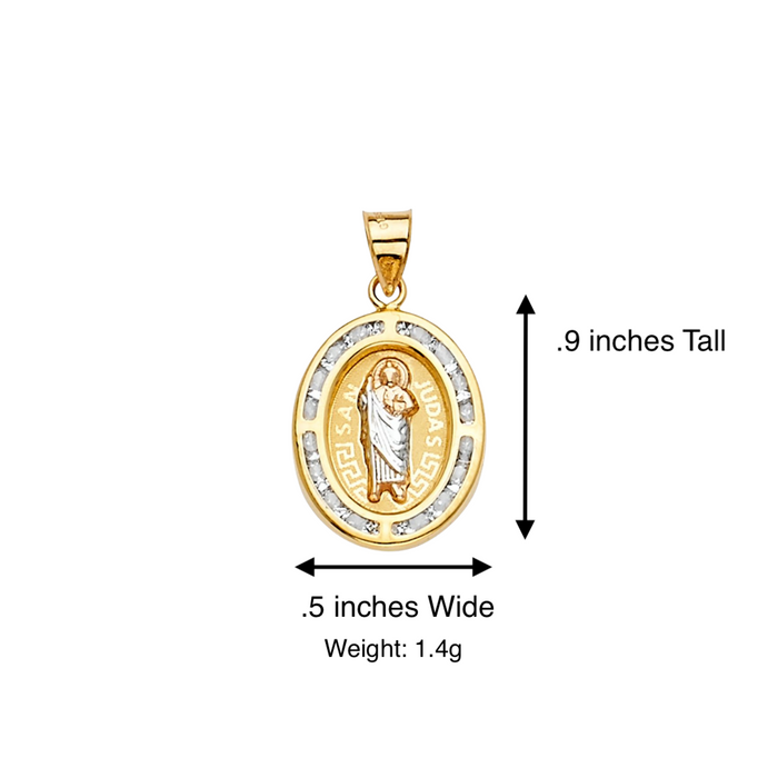 14k San Judas Oval Gemstone Pendant with Solid Chain - LE-2320