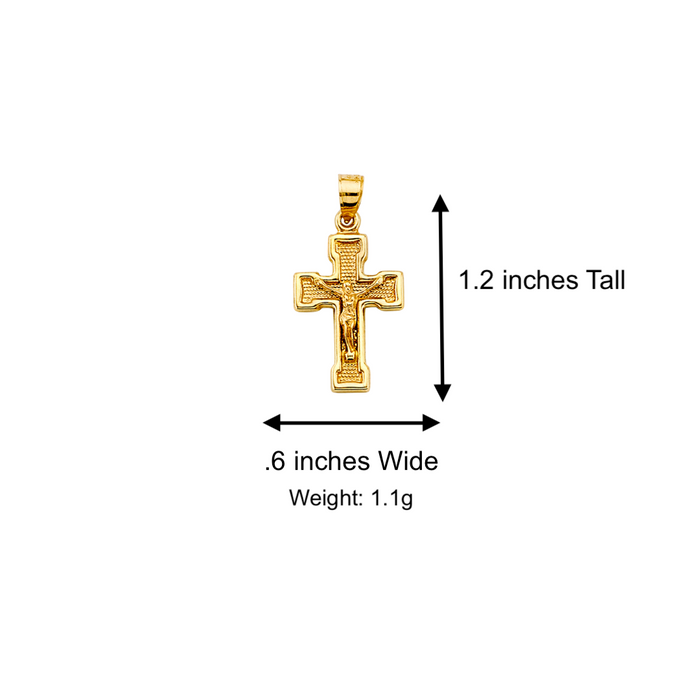 14k Gold Jesus Cross Pendant with Solid Chain - LE-2718