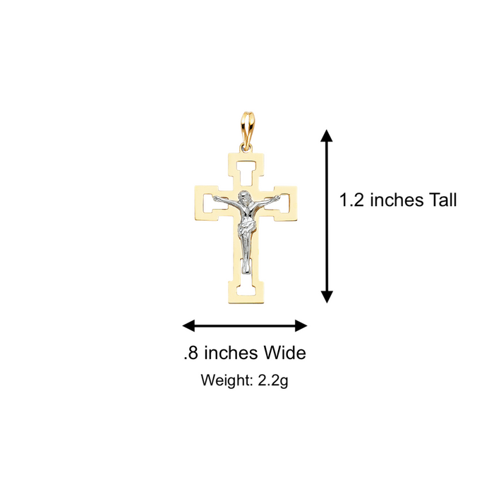 14k Gold CutOut Jesus Cross Pendant with Solid Chain - LE-0865