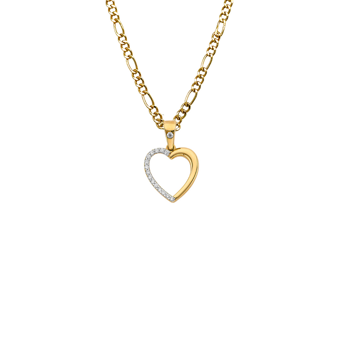 14k Gold Heart Gemstone Pendant with Solid Chain - LE-3131