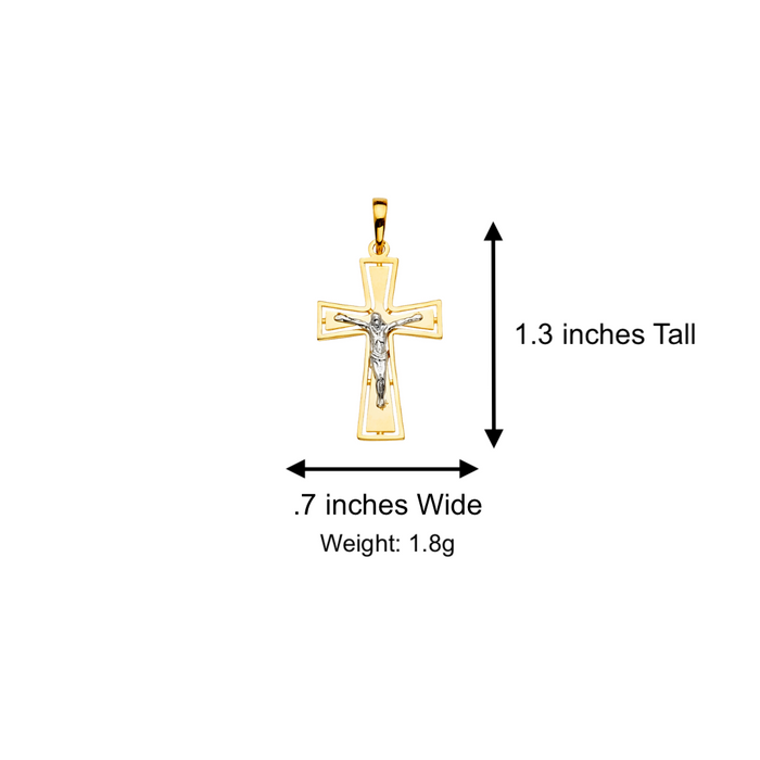 14k Two Tone Gold Jesus Cross Pendant with Solid Chain - LE-2166