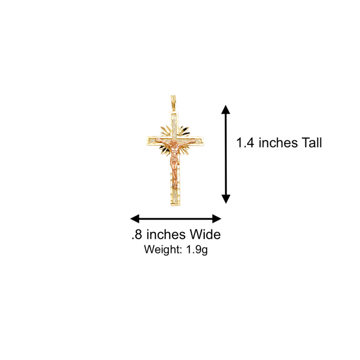 14k Gold Jesus Cross Pendant with Solid Chain - LE-0977