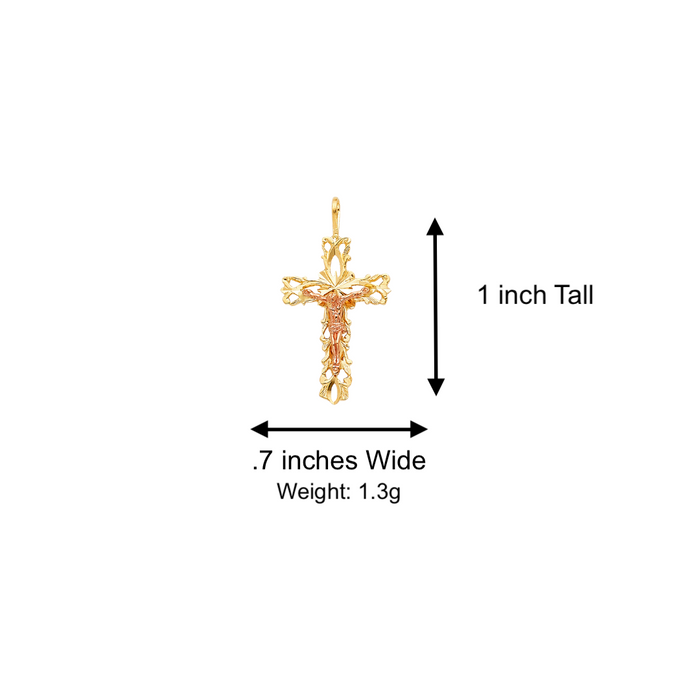 14k Gold Jesus Cross Pendant with Solid Chain - LE-1000