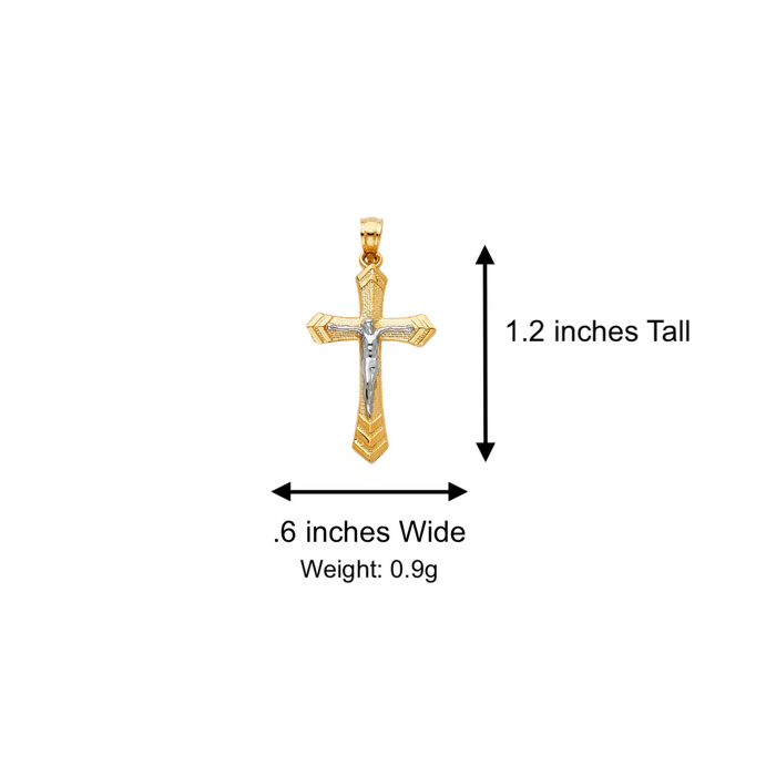 14k Gold Two Tone Jesus Cross Pendant with Solid Chain - LE-0038