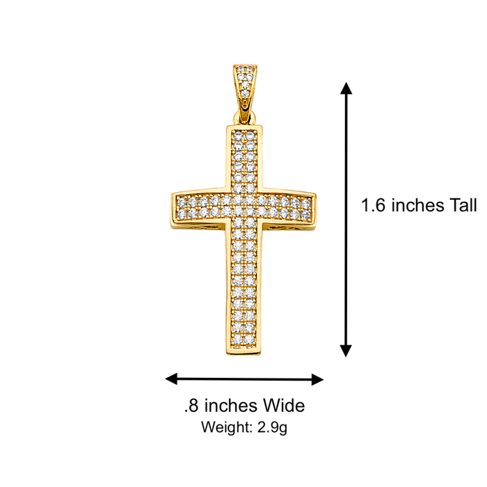 14k Gold Gemstone Cross with Solid Figaro Chain - LE-2602