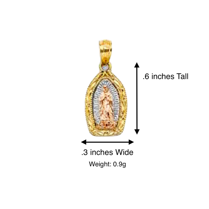 14k Virgin Mary Oval Pendant with Solid Chain - LE-1095