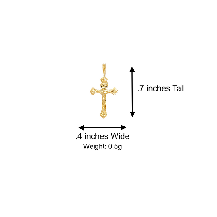 14k Gold Dainty Jesus Cross Pendant with Solid Chain - LE-1008