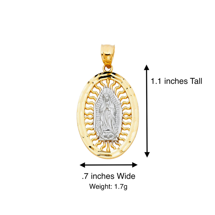 14k Virgin Mary Oval Pendant with Solid Chain - LE-PT1102