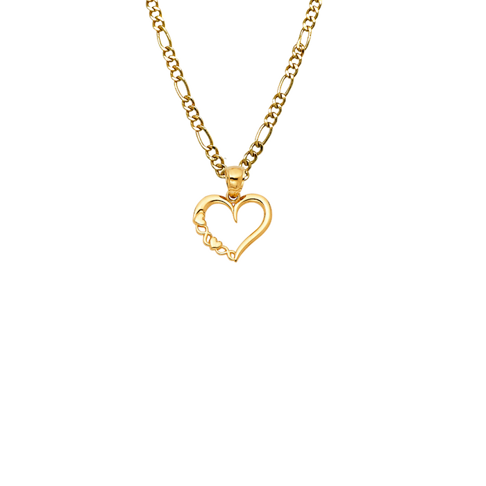 14k Gold Heart Pendant with Solid Chain - LE-1790